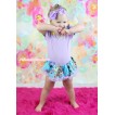 Lavender Baby Bodysuit Peacock Blue Butterfly Pettiskirt & Lavender Lacing & 3D Sparkle Yellow White Blue Butterfly Print JS4561